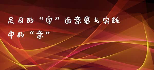 足及的“字”面意思与实践中的“意”_https://m.jnlaobingbanjia.com_理财规划_第1张