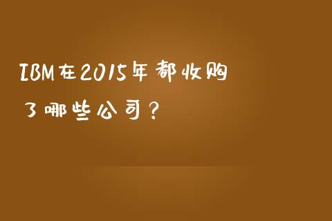 IBM在2015年都收购了哪些公司？_https://m.jnlaobingbanjia.com_理财规划_第1张