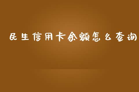 民生信用卡余额怎么查询_https://m.jnlaobingbanjia.com_理财规划_第1张