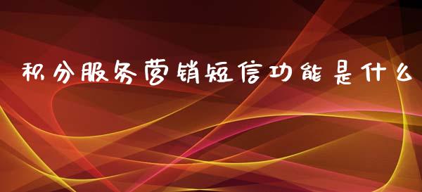 积分服务营销短信功能是什么_https://m.jnlaobingbanjia.com_基金市场_第1张