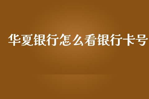 华夏银行怎么看银行卡号_https://m.jnlaobingbanjia.com_全球市场_第1张