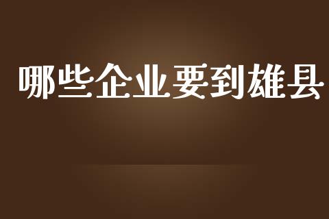 哪些企业要到雄县_https://m.jnlaobingbanjia.com_股市新闻_第1张