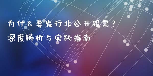 为什么要发行非公开股票？深度解析与实践指南_https://m.jnlaobingbanjia.com_金融监管_第1张