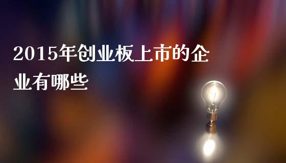 2015年创业板上市的企业有哪些_https://m.jnlaobingbanjia.com_金融监管_第1张