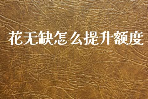 花无缺怎么提升额度_https://m.jnlaobingbanjia.com_区块链_第1张