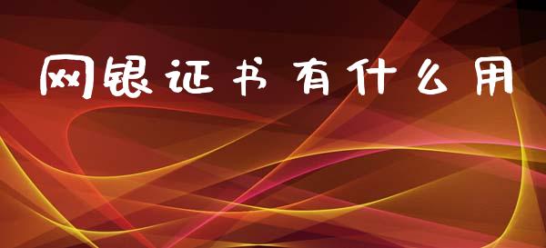 网银证书有什么用_https://m.jnlaobingbanjia.com_理财规划_第1张
