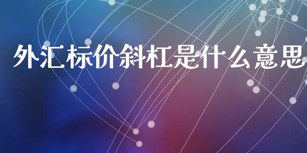 外汇标价斜杠是什么意思_https://m.jnlaobingbanjia.com_基金市场_第1张