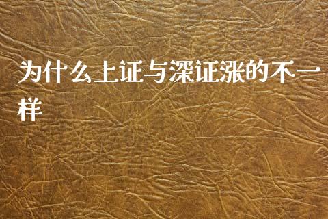 为什么上证与深证涨的不一样_https://m.jnlaobingbanjia.com_理财规划_第1张