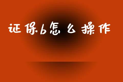 证保b怎么操作_https://m.jnlaobingbanjia.com_金融监管_第1张