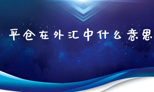 平仓在外汇中什么意思_https://m.jnlaobingbanjia.com_全球市场_第1张