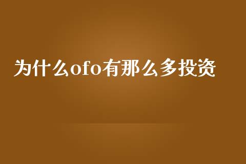 为什么ofo有那么多投资_https://m.jnlaobingbanjia.com_股市新闻_第1张