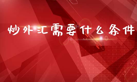 炒外汇需要什么条件_https://m.jnlaobingbanjia.com_理财规划_第1张
