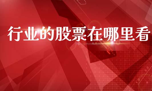 行业的股票在哪里看_https://m.jnlaobingbanjia.com_理财规划_第1张