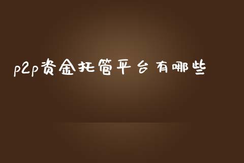 p2p资金托管平台有哪些_https://m.jnlaobingbanjia.com_区块链_第1张