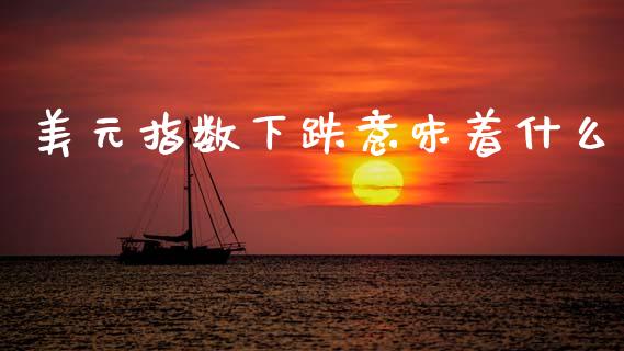 美元指数下跌意味着什么_https://m.jnlaobingbanjia.com_全球市场_第1张
