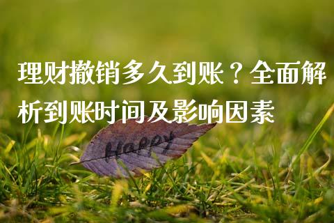 理财撤销多久到账？全面解析到账时间及影响因素_https://m.jnlaobingbanjia.com_股市新闻_第1张