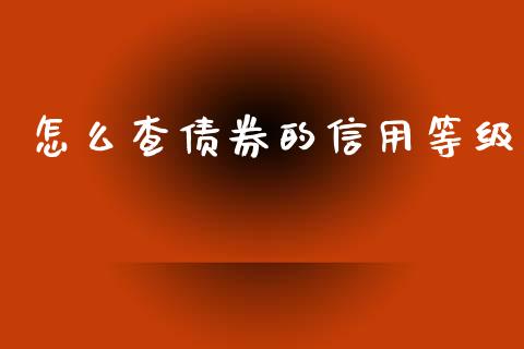 怎么查债券的信用等级_https://m.jnlaobingbanjia.com_理财规划_第1张