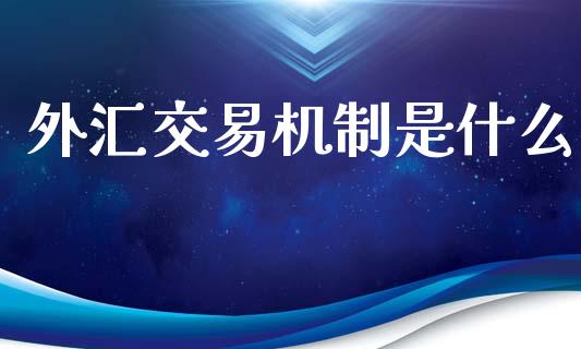 外汇交易机制是什么_https://m.jnlaobingbanjia.com_理财规划_第1张