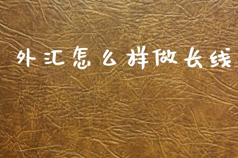 外汇怎么样做长线_https://m.jnlaobingbanjia.com_全球市场_第1张
