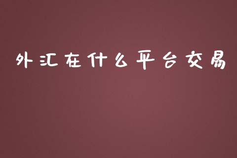 外汇在什么平台交易_https://m.jnlaobingbanjia.com_金融监管_第1张