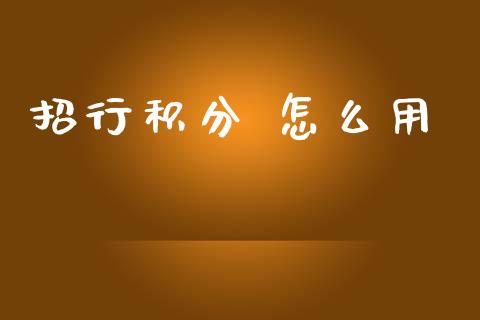 招行积分 怎么用_https://m.jnlaobingbanjia.com_理财规划_第1张