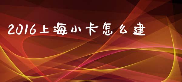 2016上海小卡怎么建_https://m.jnlaobingbanjia.com_理财规划_第1张