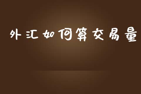 外汇如何算交易量_https://m.jnlaobingbanjia.com_理财规划_第1张