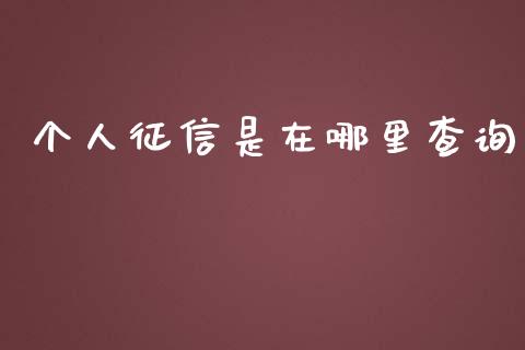 个人征信是在哪里查询_https://m.jnlaobingbanjia.com_金融监管_第1张