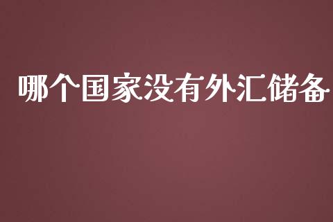 哪个国家没有外汇储备_https://m.jnlaobingbanjia.com_全球市场_第1张