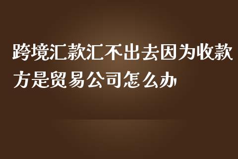 跨境汇款汇不出去因为收款方是贸易公司怎么办_https://m.jnlaobingbanjia.com_理财规划_第1张