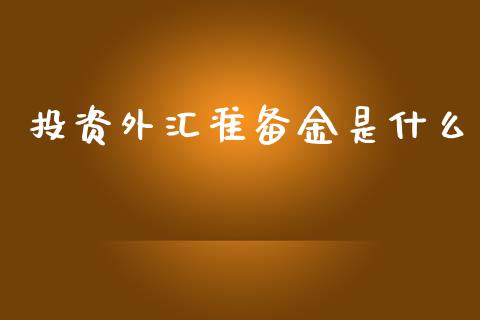 投资外汇准备金是什么_https://m.jnlaobingbanjia.com_基金市场_第1张