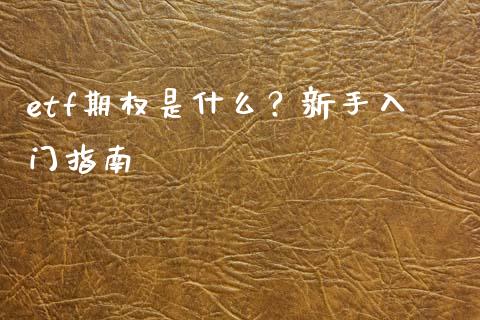 etf期权是什么？新手入门指南_https://m.jnlaobingbanjia.com_全球市场_第1张